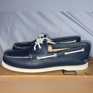 Sperry men's authentic original 2-eye boat shoe, Navy, 7.5